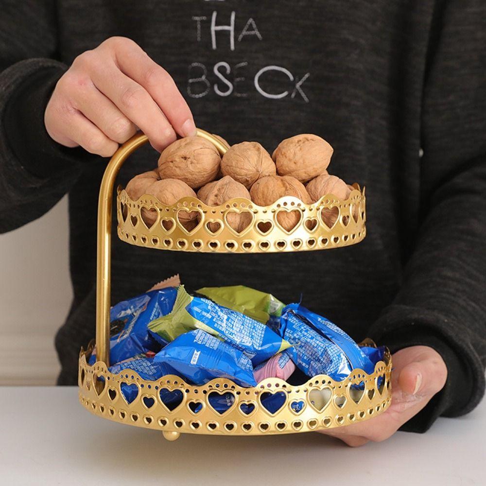 Hollow Out Fruit Serving Tray Wrought Iron Jewelry Dish Elegant Nordic Pastry Tray Front Desk