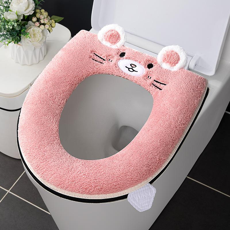 Universal Waterproof Toilet Seat Cover Cute Pattern Closestool Mat Soft Warm Toilet Seat Cushion Bathroom Toilet Lid Accessories