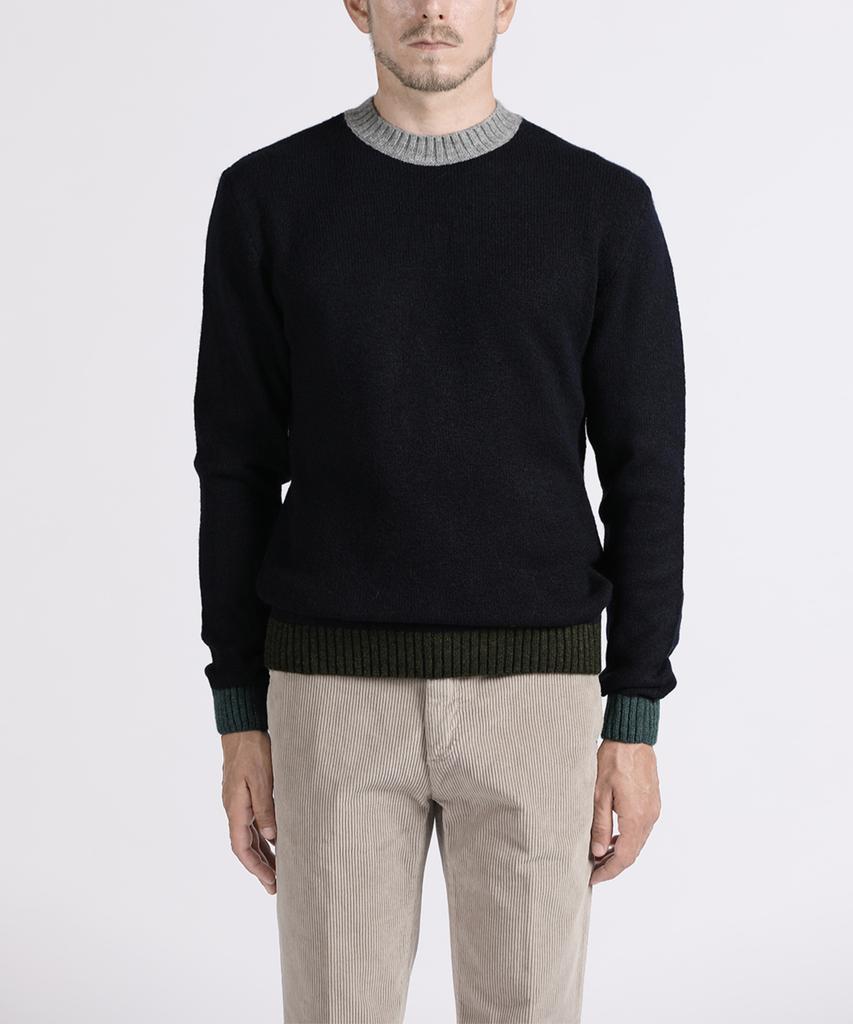 PANICALE Navy Color Block Crew Neck Knit