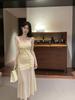 Floral Patchwork Mesh Sling Maxi Dress - Sexy Slimming Bodycon Skirt for Women