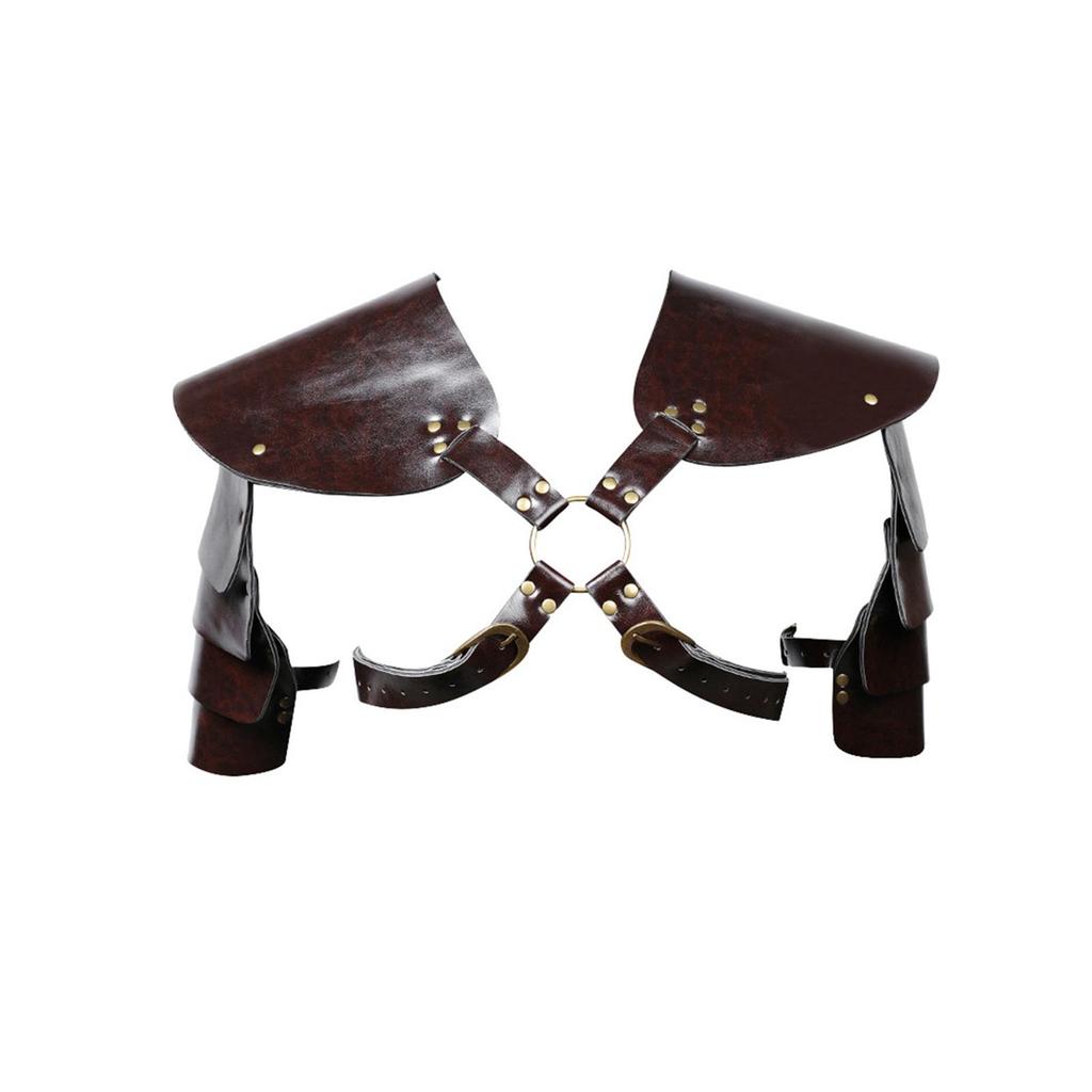 Leather Shoulder Armor Body Chest Harness Outfit Women Cover Cape Medieval