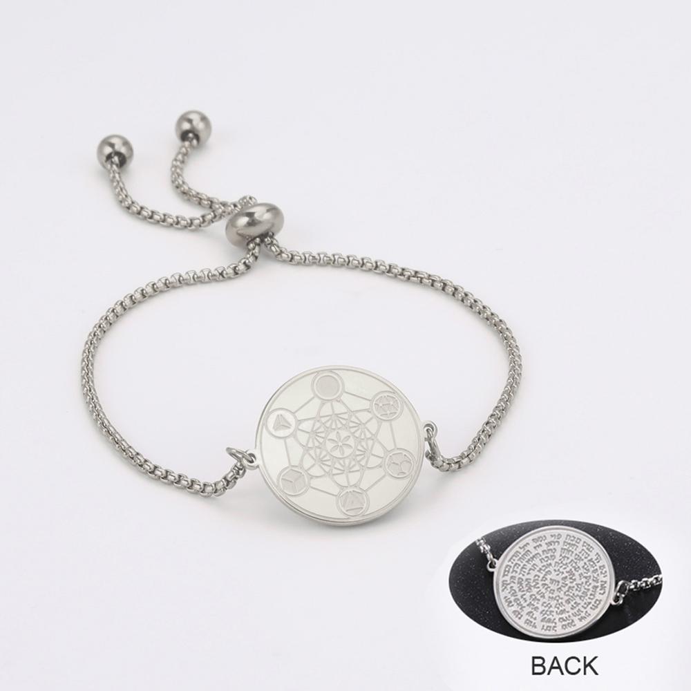 Dawapara Metatrons Cube Kabbalah King Solomon Seal Monedă Brățară Cadouri pentru femei Geometrie Sacră Amuleta Bijuterii din oțel inoxidabil