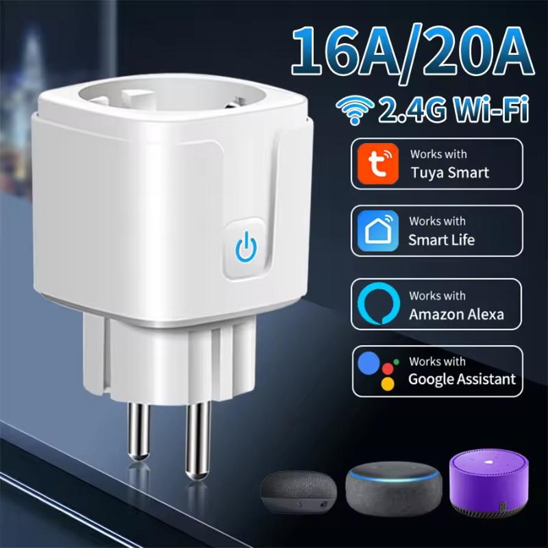 Wifi Smart Socket Eu16A/20A Smart Plug With Power Monitoring Smart Life App Remote Control Support Google Assistant Alex