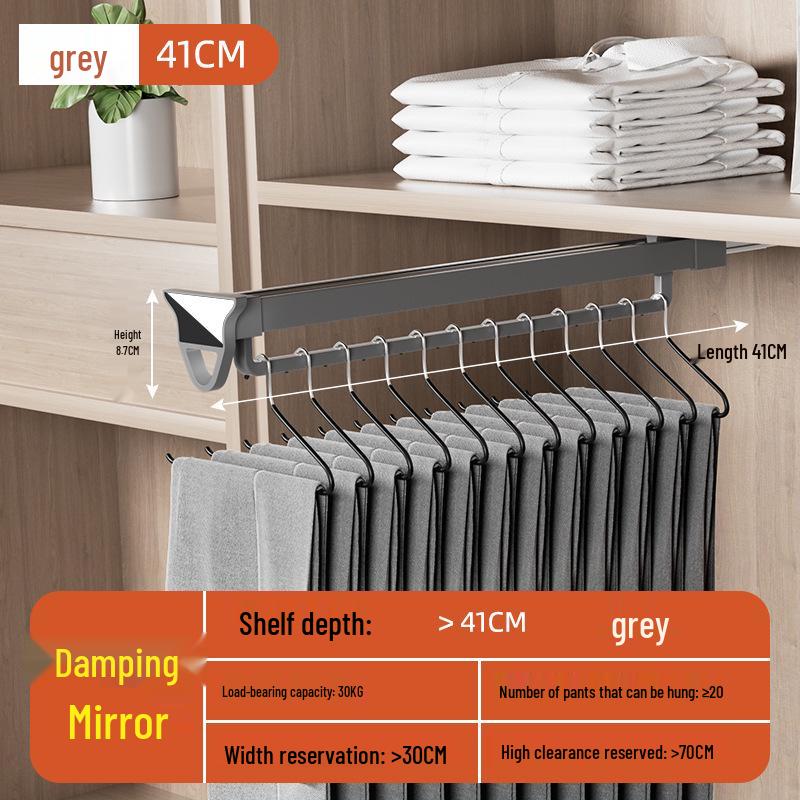 Telescopic Wardrobe Pants Rack with Buffer Drawer Slide & Hanging Rod