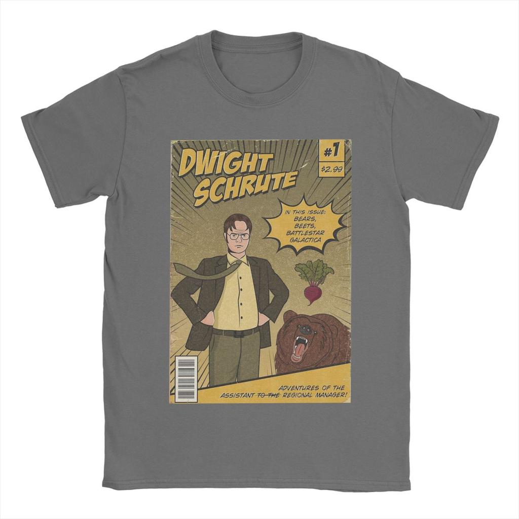 Erkek Tişört Dwight Schrute Çizgi Romanlar Vintage Pamuklu Tişört Kısa Kollu The Office TV Dizisi Tişörtleri O Yaka Giyim Grafik