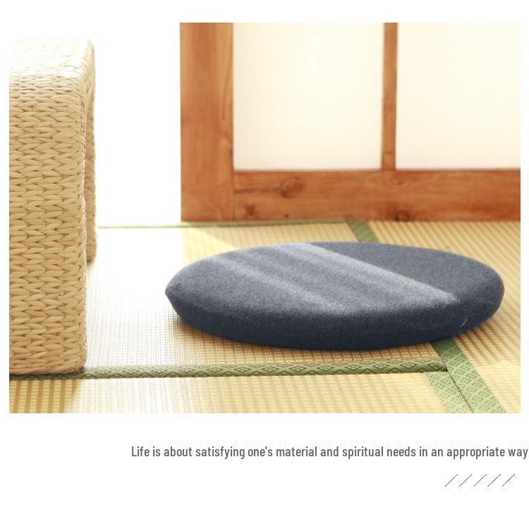 MUJI-Style Tatami Round Memory Foam Seat Cushion - Breathable, Solid Color, Tie-On for Office Chair