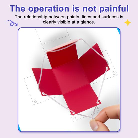 Pull String 3D Geometry Learning Book Early Education DIY Paper Folding Rope Geometry Model with