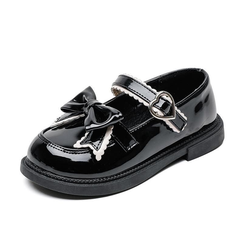 Girls' black single shoes, new spring and autumn princess shoes, leather shoes with soft soles for school performances, Korean-style children's shoes