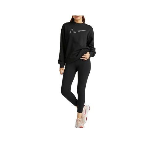 Nike Women's Black Long-Sleeve Crewneck Sweatshirt with Geometric Logo Print