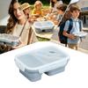 Silicone Lunch Box 2 Compartments Foldable Leak-Proof Bowl 1100ml Lunch Food Containers with Lid and Utensil for Work School
