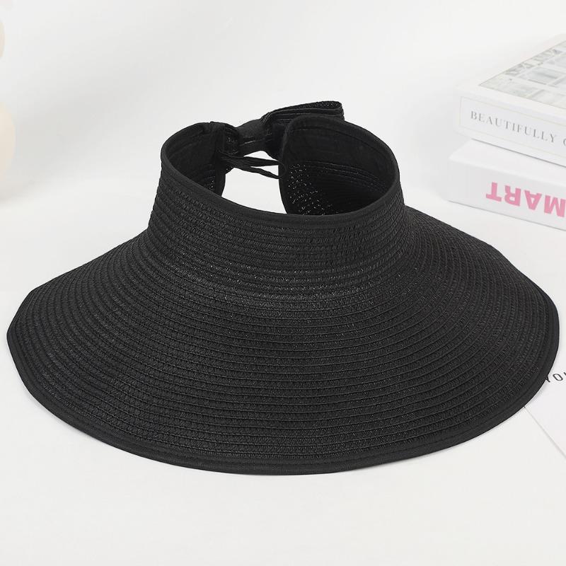 New Summer Folding Empty Top Hat Large Edge Sunshade UV Protection Sun Protection Hat Outdoor Sports Mountaineering Travel Straw Hat