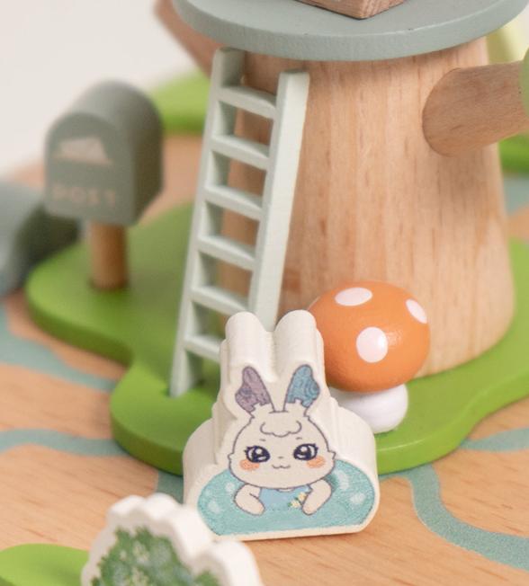 Ohye Children's Educational Rotating Wooden Handicraft Music Box Toy with Theme Scene Musical Instruments Unisex 6-Piece