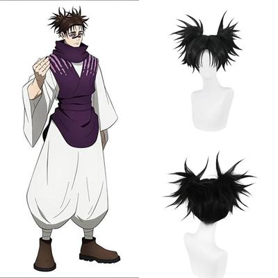 Anime Jujutsu Kaisen Choso Cosplay Cabello Sintético de 14 Pulgadas Cola de Caballo Doble Negra Carnaval Fiesta Diaria Peluca Esponjosa de Alta Calidad