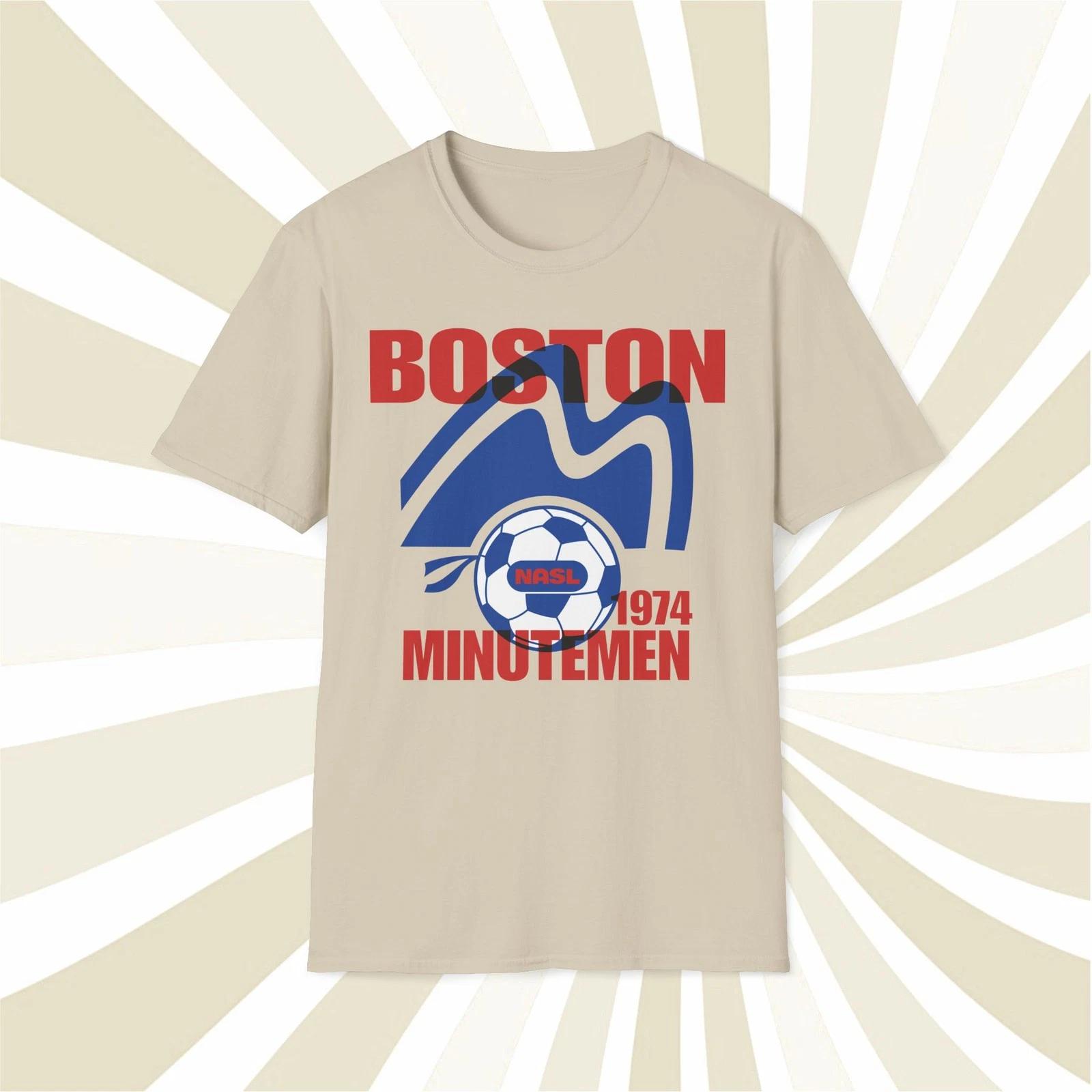Men s and Women s T-shirts Boston Minutemen 1974 NASL Vintage Offset Printed Soccer T-Shirt XXXL