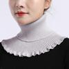 Women Turtleneck Ribbed Knit False False Collar Winter Ruffles Detachable Windproof Wrap Scarf