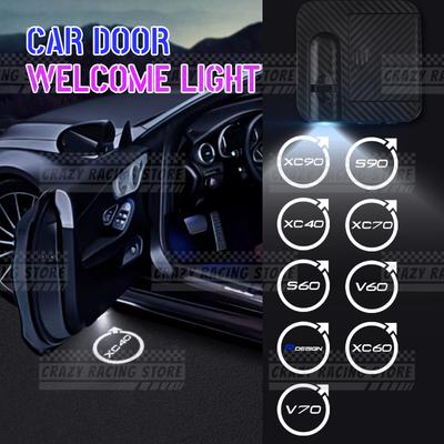 1/2PCS For R Design XC70 XC60 XC40 XC90 V60 V70 S90 S60 Logo LED Courtesy Lamp Car Door Welcome Light Ghost Shadow Light