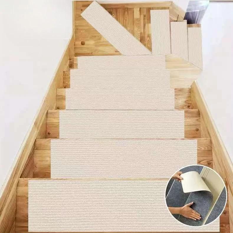 

1PC 20x100cm Stair Mats Anti-slip Stairs Stair Treads For Wooden Steps Step Protection Step Carpet Indoors 1PC бежевий