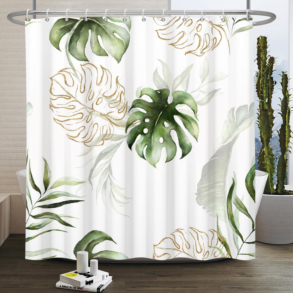 Watercolor Floral Shower Curtain Waterproof Easy To Clean Privacy Protection Print Botanical Design Elegant Bathroom Decor