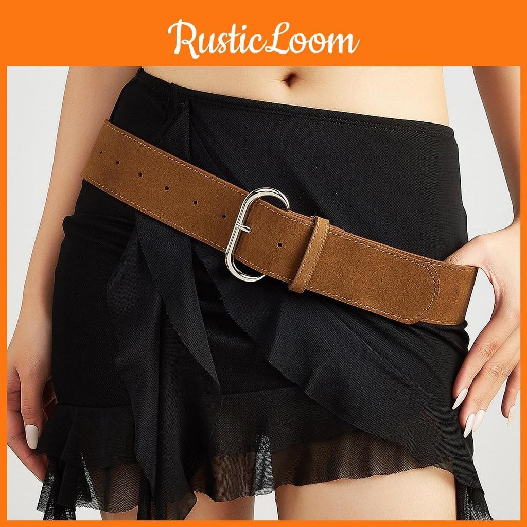 Retro Street Style Solid Color Suede Women Casual Wide Belt For Daily Outfits
