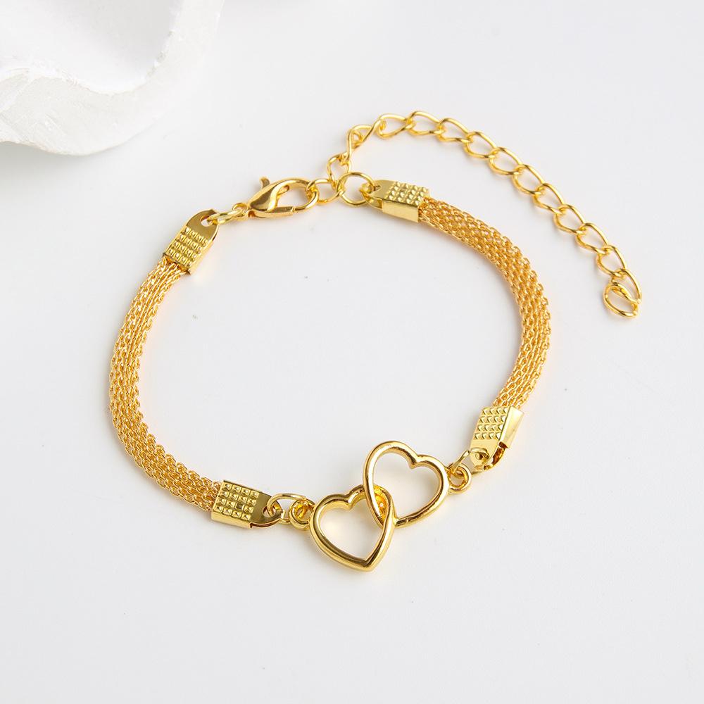 1Pcs Love Heart Couple Bracelets for Women Men Silver Color Double Layer Matching Chain Bracelet Lover Jewelry Gift