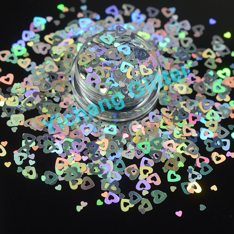 Christmas Decoration Hollow Heart Glitter Cosmetic Grade Shaped Glitter Powder for Make-up Nail Party Decoration Tumbler