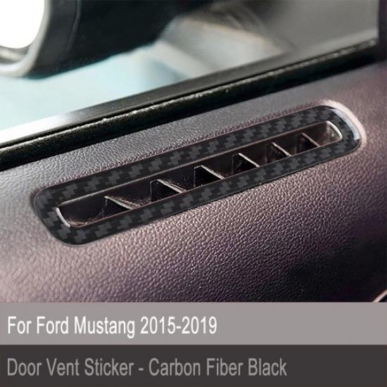 2pcs Carbon Fiber Interior Door Air Vent Frame Trim Cover For Ford Mustang 15-21