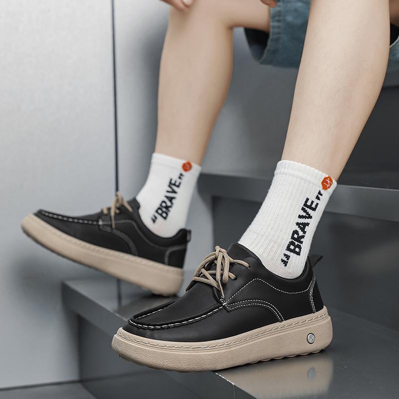 Fashion Men's Casual Shoes High Quality Leather Office Business Shoes Lace-up Man Loafers Breathable Walking Driving Footwear