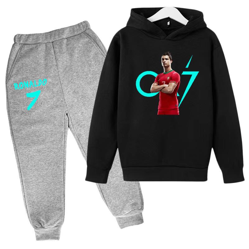 TZWYChildren's Clothing Coat CR7 Brand Casual Competition Sportswear Boys Girls Letter Printed Hoodie/trousers 2P Sports Jogging Set