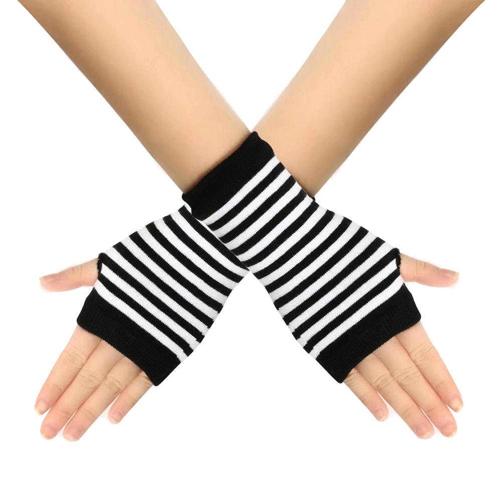 Spring and summer cotton gloves, half-finger sports dew gloves, knitted short men's and women's autumn and winter thin DIY arm cover