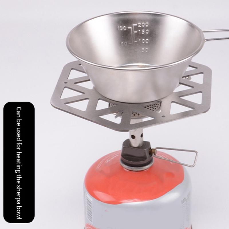 Stainless Steels Hexagon Camped Stove Heat Diffuser With Removable Wooden Feet For Outdoor Cooking And Homes Kitchen