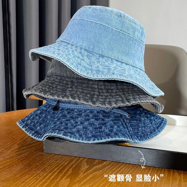 New washed denim bucket hat women's summer mountaineering climbing shading sun protection hat men's retro old hat
