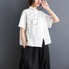 Dimanaf 2025 Plus Size New Women Summer Blouse Loose Shirt Short Sleeve Printing Shirt Casual Style Basic Tops Tees Vintage