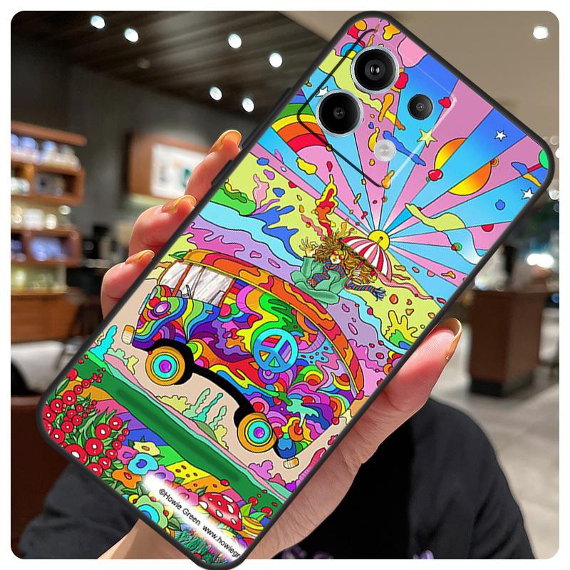 Hippy Peace Bus Cat Case For Xiaomi Redmi Note 14 10 13 12 11 15 Pro Plus Cover For Redmi 15 15C 12C 13C 14C 10C