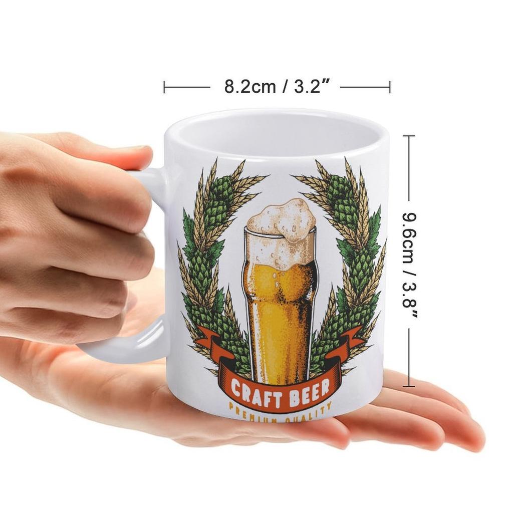1pc 11oz Ceramic Coffee Mug with Double-Sided Print for Beer Enthusiasts, Daily Use Cup, Great Gift for Home Bar or Office