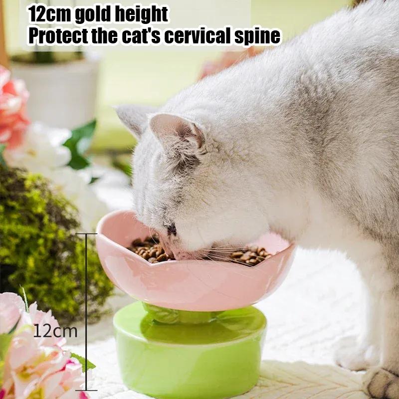 Flower-Shaped Cat Food Bowl, Ceramic Pet Water Bowl - Cute Pet Accessories