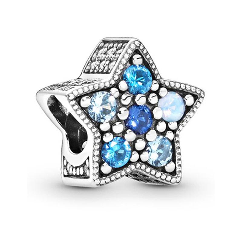 Silver Plated Blue Starry Sky Pendant Alloy Set Star Earth Bead Bracelet & Necklace DIY Jewelry Accessories Series