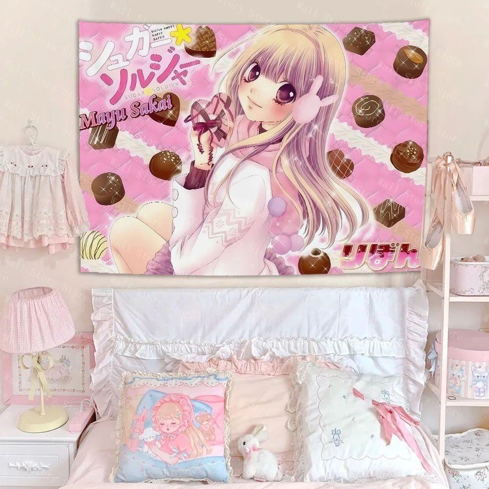 

Manga girls heart Japanesestyle cute tapestry atmosphere decoration of the bedroomTapestry Bedside Tapestry Bathroom Tapestry 74x94cm(29x37in)