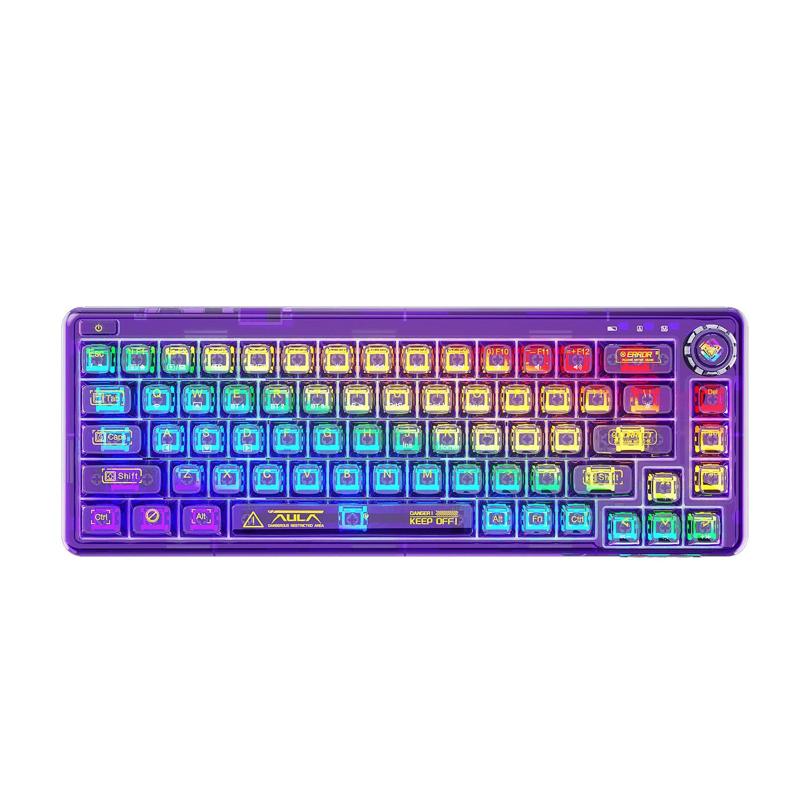 

OUSEITECH F68 Transparent Keyboard Gaming Keyboard Transparent Mechanical Gaming Keyboard Hot Swap Mechanical Keyboard Tenkeyless Keyboard Wireless