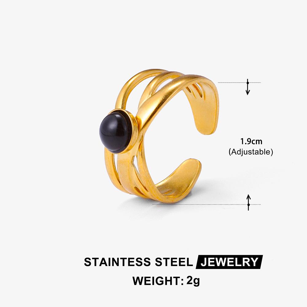 Boho Mehrfarbiger Türkis Edelstahl Offener Ring, Umweltfreundlich & Lichtecht, Schlichtes Titanstahl Design für Damen