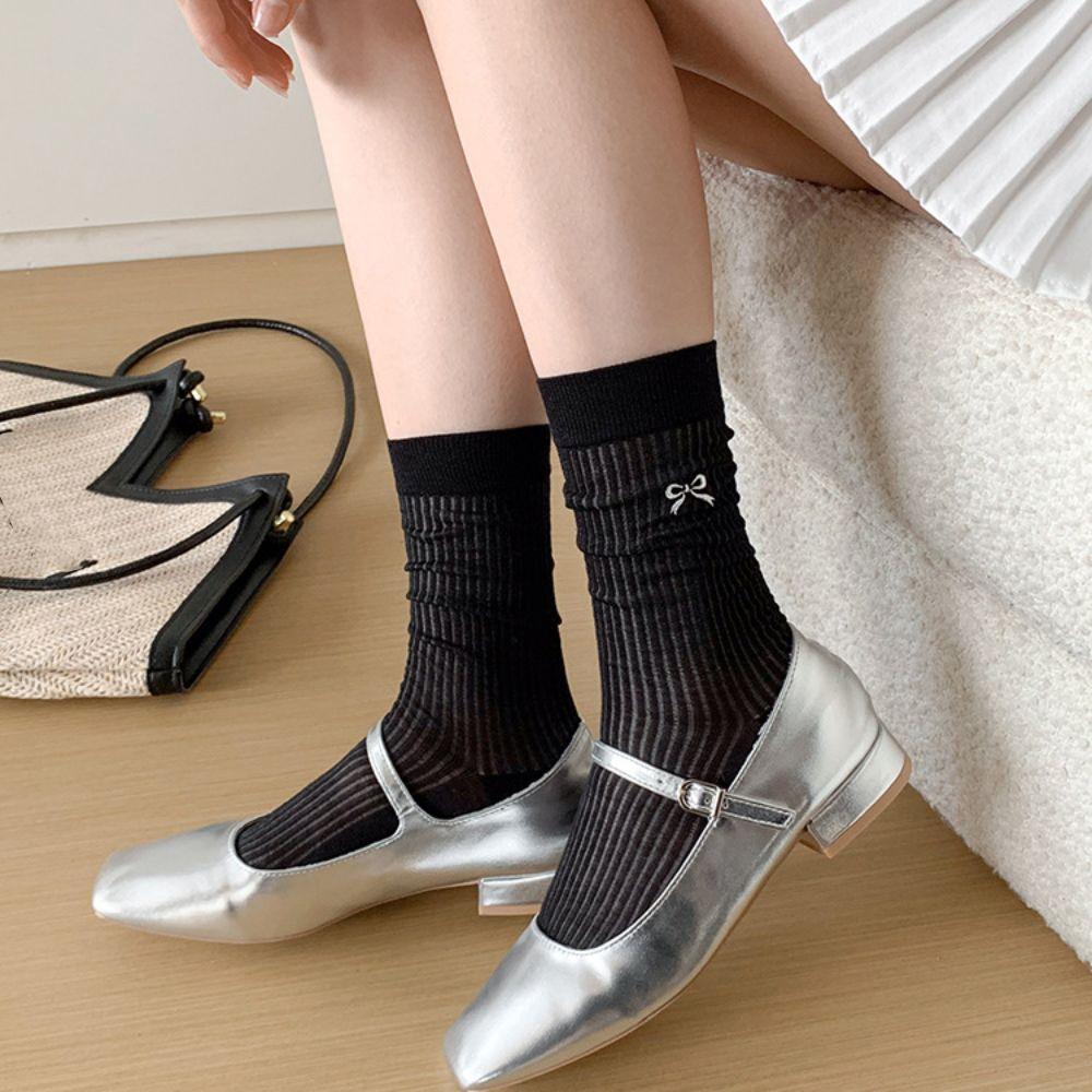 

JK Balletcore Bow Sock Lolita Embroidery Bowknot Socks Ins Daily