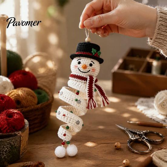 Decorazioni Stagionali Invernali Fai da Te Kit Uncinetto Pupazzo di Neve Appendiporta, Kit Artigianale Festivo Fatto a Mano per Principianti Set Parete di Natale, Finestra, Festa di Capodanno