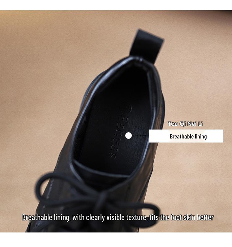 Damen Lammleder Retro Klobige Absatz Slipper mit dicken Sohlen und runder Zehenpartie, 2025 Schnürdesign, Britischer Stil.