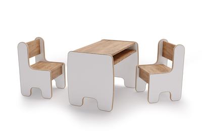 Children's Timi Table and Two Chairs MDF Color White / Oak Craft Gold