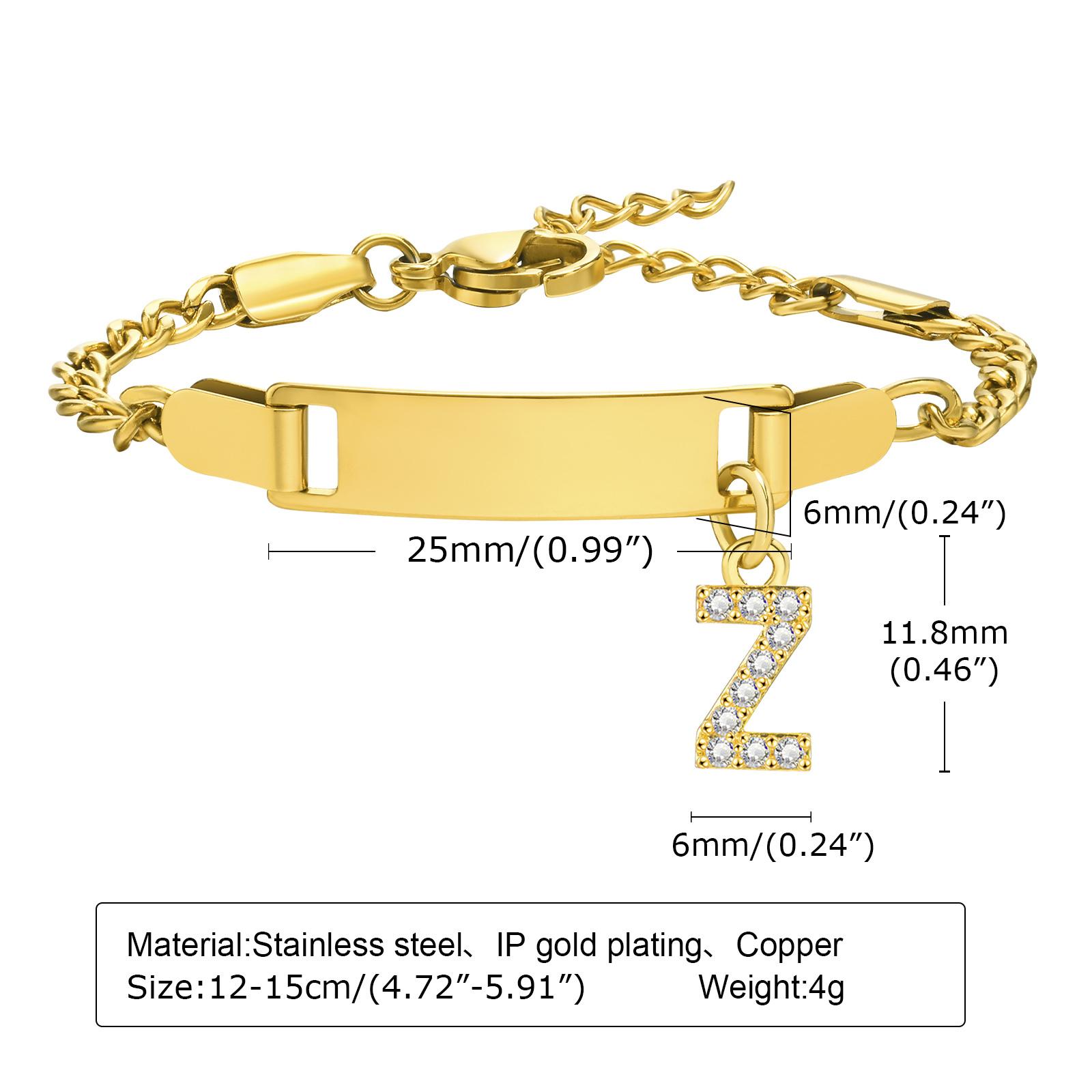 

26 Initial A-Z Free Custom Name Date Bracelets Amulet Gift Jewelry, Anti Allergy Stainless Steel Chains Bracelet 12-15cm