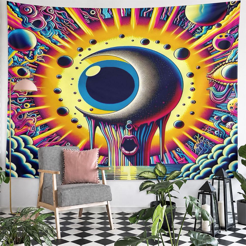 "Surreal Dripping Eye with Cosmic Glow" Pattern Wall Hanging Tapestry Decorative Tapestry Home Decor for Bedroom and Living Room