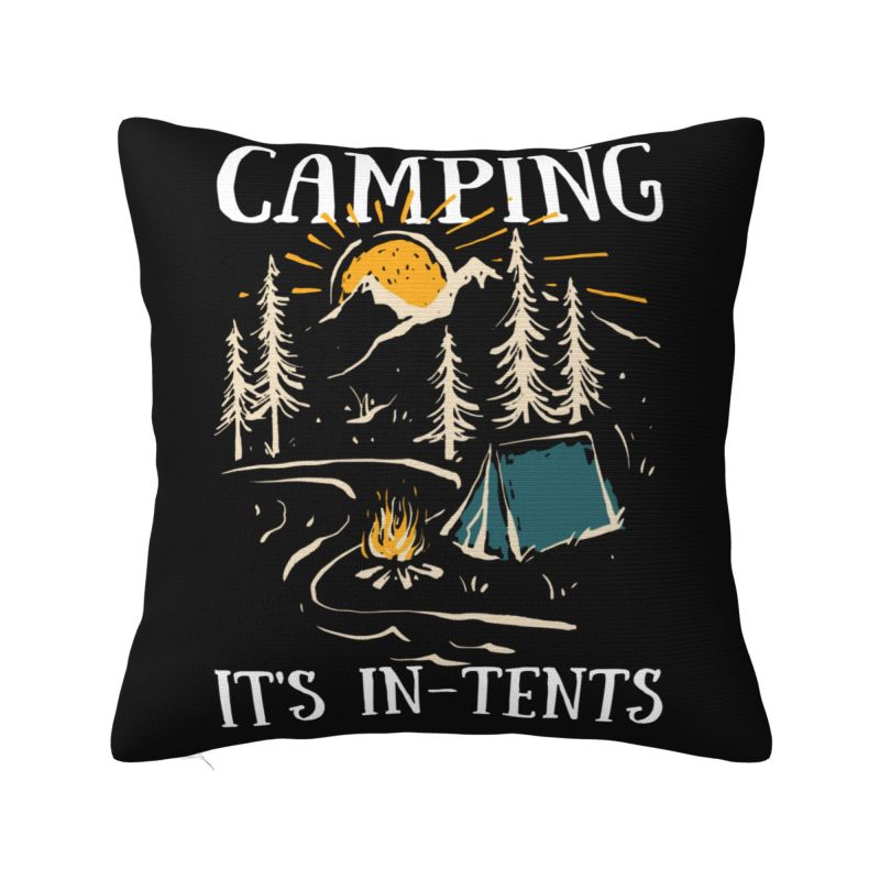 Camping Hiking Mountain Nature River Cushion Cover Soft Adventure Camper Throw Pillow for Sofa Square Pillowcase Home Decorative