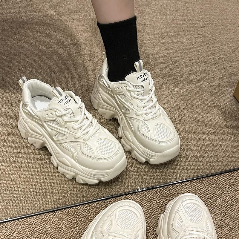 Mesh Explosion Dad Shoes Heightening Shoes 2025 Spring New Small Black Platform Sneakers Women's