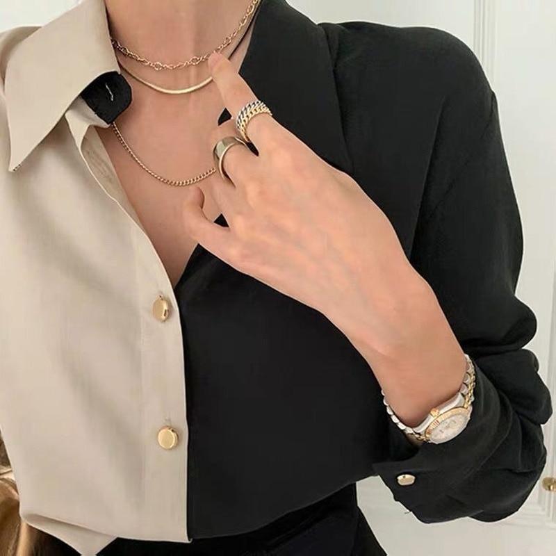 Koszula w stylu vintage damska elegancka biurowa, damska bluzki Y2k koreański styl z długim rękawem Oversize Patchwork Casual topy damskie