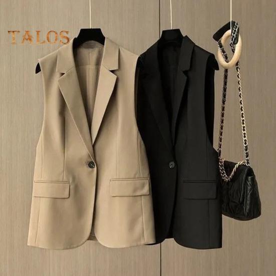 Dámská obchodní vesta s rozepínací límec na jeden knoflík zapínání bez rukávů střední délka formální kancelářský oděv jednobarevný cardigan vesta do práce