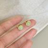 Elegant Green Chinese-Style Earring Clips - Summer Collection: Light Luxury, Exquisite Design